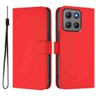 For Motorola Moto G15 Power Skin Feel Solid Color Leather Phone Case with Lanyard(Red) - 2