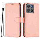 For Motorola Moto G15 Power Skin Feel Solid Color Leather Phone Case with Lanyard(Pink) - 2