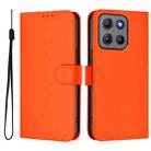 For Motorola Moto G15 Power Skin Feel Solid Color Leather Phone Case with Lanyard(Orange) - 2