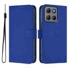 For Motorola Moto G15 Power Skin Feel Solid Color Leather Phone Case with Lanyard(Dark Blue) - 2