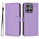 For Motorola Moto G15 Power Skin Feel Solid Color Leather Phone Case with Lanyard(Lavender Purple) - 2
