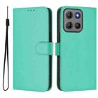 For Motorola Moto G15 Power Skin Feel Solid Color Leather Phone Case with Lanyard(Green) - 2