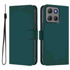 For Motorola Moto G15 Power Skin Feel Solid Color Leather Phone Case with Lanyard(Dark Green) - 2