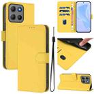 For Motorola Moto G15 Power Skin Feel Solid Color Leather Phone Case with Lanyard(Lemon Yellow) - 1