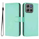 For Motorola Moto G15 Power Skin Feel Solid Color Leather Phone Case with Lanyard(Mint Green) - 2