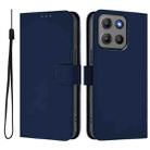 For Motorola Moto G15 Power Skin Feel Solid Color Leather Phone Case with Lanyard(Navy Blue) - 2
