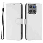 For Motorola Moto G15 Power Skin Feel Solid Color Leather Phone Case with Lanyard(White) - 2