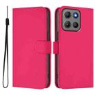 For Motorola Moto G15 Power Skin Feel Solid Color Leather Phone Case with Lanyard(Rose Red) - 2