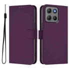 For Motorola Moto G15 Power Skin Feel Solid Color Leather Phone Case with Lanyard(Violet) - 2