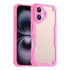 For iPhone 16 Armor Glaze PC Hybrid TPU Phone Case(Pink) - 1