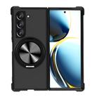 For Samsung Galaxy Z Fold4 CD Texture 360 Degree Rotating Holder MagSafe Phone Case(Black) - 1