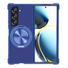 For Samsung Galaxy Z Fold5 CD Texture 360 Degree Rotating Holder MagSafe Phone Case(Blue) - 1