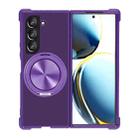 For Samsung Galaxy Z Fold6 CD Texture 360 Degree Rotating Holder MagSafe Phone Case(Purple) - 1