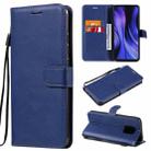 For Xiaomi Redmi 10X 5G / 10X Pro 5G Solid Color Horizontal Flip Protective Leather Case with Holder & Card Slots & Wallet & Photo Frame & Lanyard(Blue) - 1