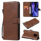 For Xiaomi Redmi 10X 5G / 10X Pro 5G Solid Color Horizontal Flip Protective Leather Case with Holder & Card Slots & Wallet & Photo Frame & Lanyard(Brown) - 1