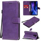 For Xiaomi Redmi 9 Solid Color Horizontal Flip Protective Leather Case with Holder & Card Slots & Wallet & Photo Frame & Lanyard(Purple) - 1