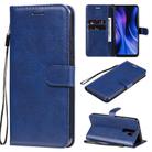 For Xiaomi Redmi 9 Solid Color Horizontal Flip Protective Leather Case with Holder & Card Slots & Wallet & Photo Frame & Lanyard(Blue) - 1