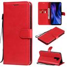 For Xiaomi Redmi 9 Solid Color Horizontal Flip Protective Leather Case with Holder & Card Slots & Wallet & Photo Frame & Lanyard(Red) - 1