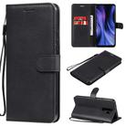 For Xiaomi Redmi 9 Solid Color Horizontal Flip Protective Leather Case with Holder & Card Slots & Wallet & Photo Frame & Lanyard(Black) - 1