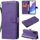 For Huawei Enjoy Z Solid Color Horizontal Flip Protective Leather Case with Holder & Card Slots & Wallet & Photo Frame & Lanyard(Purple) - 1