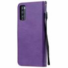 For Huawei Enjoy Z Solid Color Horizontal Flip Protective Leather Case with Holder & Card Slots & Wallet & Photo Frame & Lanyard(Purple) - 3