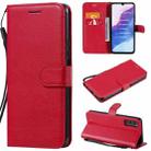 For Huawei Enjoy Z Solid Color Horizontal Flip Protective Leather Case with Holder & Card Slots & Wallet & Photo Frame & Lanyard(Red) - 1