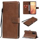 For Huawei Honor X10 Solid Color Horizontal Flip Protective Leather Case with Holder & Card Slots & Wallet & Photo Frame & Lanyard(Brown) - 1