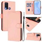 For vivo Y30 4G Global Skin Feel Solid Color Leather Phone Case with Lanyard(Pink) - 1