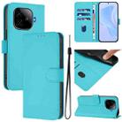 For vivo iQOO Z9 5G / Z9 Turbo 5G Skin Feel Solid Color Leather Phone Case with Lanyard(Lake Blue) - 1