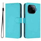 For vivo iQOO Z9 5G / Z9 Turbo 5G Skin Feel Solid Color Leather Phone Case with Lanyard(Lake Blue) - 2