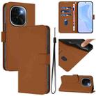 For vivo iQOO Z9s Pro 5G India Skin Feel Solid Color Leather Phone Case with Lanyard(Brown) - 1