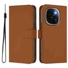 For vivo iQOO Z9s Pro 5G India Skin Feel Solid Color Leather Phone Case with Lanyard(Brown) - 2