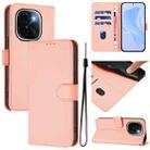 For vivo iQOO Z9s Pro 5G India Skin Feel Solid Color Leather Phone Case with Lanyard(Pink) - 1