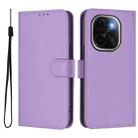 For vivo iQOO Z9s Pro 5G India Skin Feel Solid Color Leather Phone Case with Lanyard(Lavender Purple) - 2