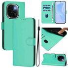 For vivo iQOO Z9s Pro 5G India Skin Feel Solid Color Leather Phone Case with Lanyard(Green) - 1