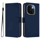 For vivo iQOO Z9s Pro 5G India Skin Feel Solid Color Leather Phone Case with Lanyard(Navy Blue) - 2