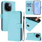 For vivo iQOO Z9s Pro 5G India Skin Feel Solid Color Leather Phone Case with Lanyard(Sky Blue) - 1