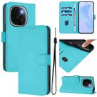 For vivo iQOO Z9s Pro 5G India Skin Feel Solid Color Leather Phone Case with Lanyard(Lake Blue) - 1