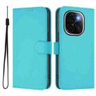 For vivo iQOO Z9s Pro 5G India Skin Feel Solid Color Leather Phone Case with Lanyard(Lake Blue) - 2