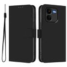 For vivo iQOO Z9X Skin Feel Solid Color Leather Phone Case with Lanyard(Black) - 2