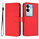 For vivo V29 5G Global / V29 Pro Skin Feel Solid Color Leather Phone Case with Lanyard(Red) - 2