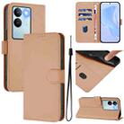 For vivo V29 5G Global / V29 Pro Skin Feel Solid Color Leather Phone Case with Lanyard(Nude) - 1