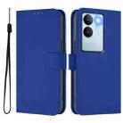 For vivo V29 5G Global / V29 Pro Skin Feel Solid Color Leather Phone Case with Lanyard(Dark Blue) - 2