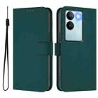 For vivo V29 5G Global / V29 Pro Skin Feel Solid Color Leather Phone Case with Lanyard(Dark Green) - 2