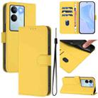 For vivo V29 5G Global / V29 Pro Skin Feel Solid Color Leather Phone Case with Lanyard(Lemon Yellow) - 1