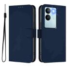 For vivo V29 5G Global / V29 Pro Skin Feel Solid Color Leather Phone Case with Lanyard(Navy Blue) - 2