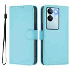 For vivo V29 5G Global / V29 Pro Skin Feel Solid Color Leather Phone Case with Lanyard(Sky Blue) - 2