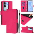 For vivo V29 5G Global / V29 Pro Skin Feel Solid Color Leather Phone Case with Lanyard(Rose Red) - 1