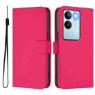 For vivo V29 5G Global / V29 Pro Skin Feel Solid Color Leather Phone Case with Lanyard(Rose Red) - 2