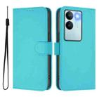 For vivo V29 5G Global / V29 Pro Skin Feel Solid Color Leather Phone Case with Lanyard(Lake Blue) - 2